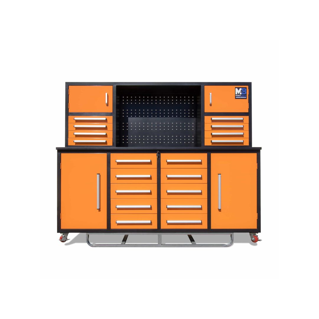 M&B | 7&rsquo; Workbench Cabinet with 18 Drawers - Backstorage Containers LLC