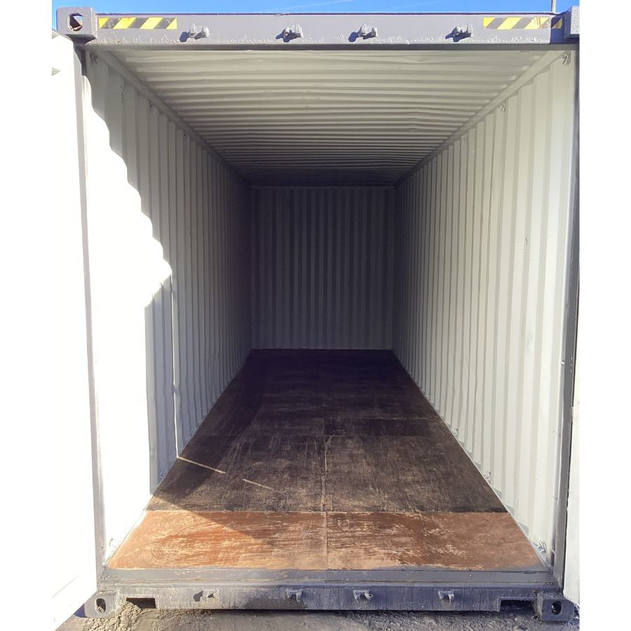 25&rsquo;HC Used Shipping Container (Painted Slate Grey) - Backstorage Containers LLC